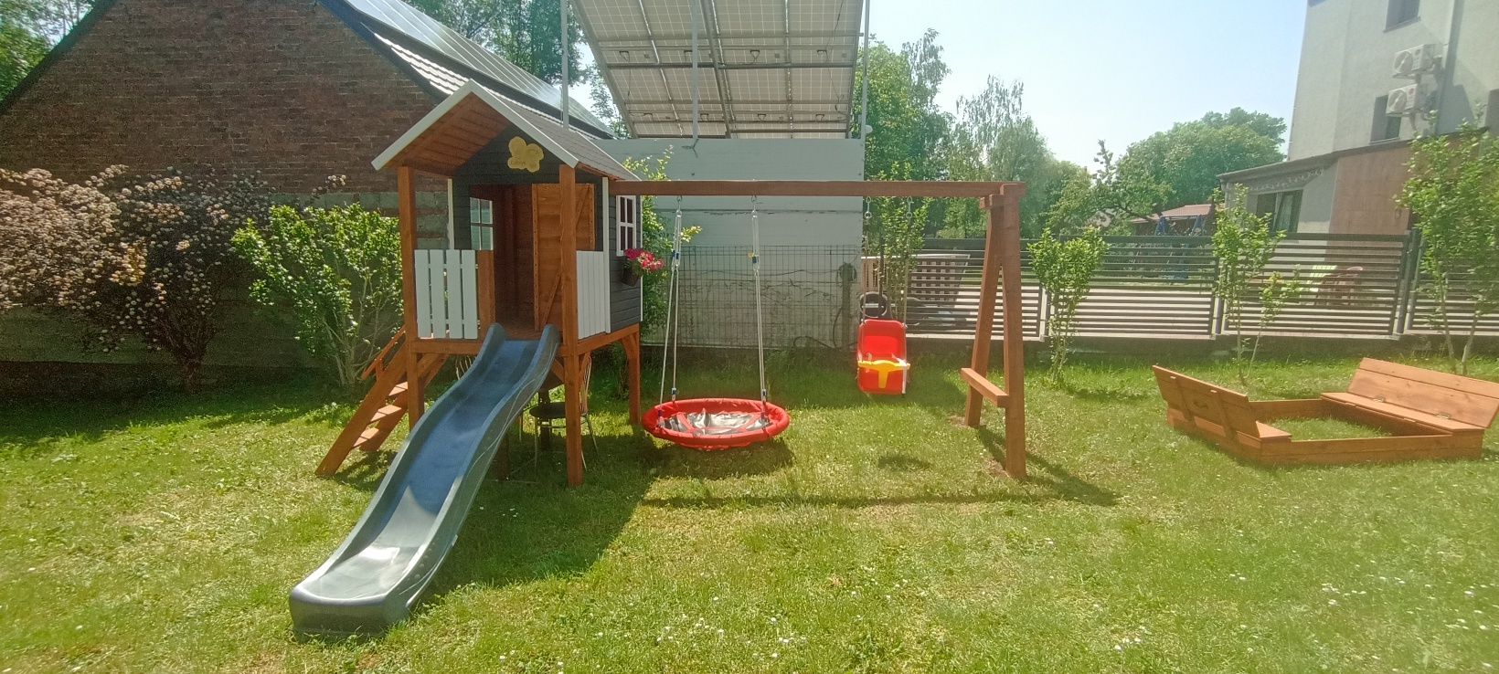 Domek dla dzieci drewniany, place zabaw, piaskownice, huśtawki