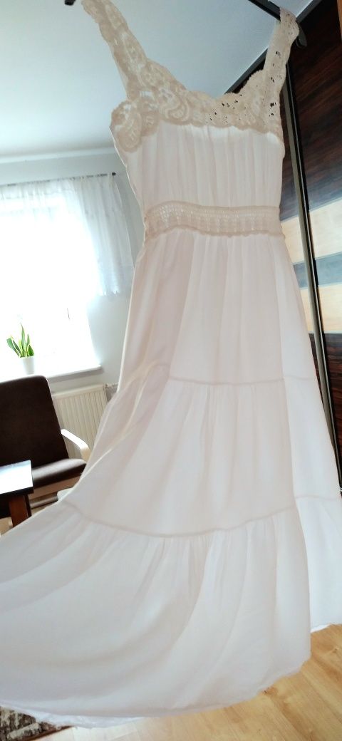 Biała sukienka boho,sukienka z ażurem,letnia sukienka boho,szydełkowa