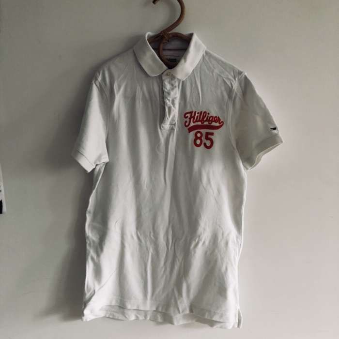 Koszulka polo tommy hilfiger denim M połówka biała męska tshirt