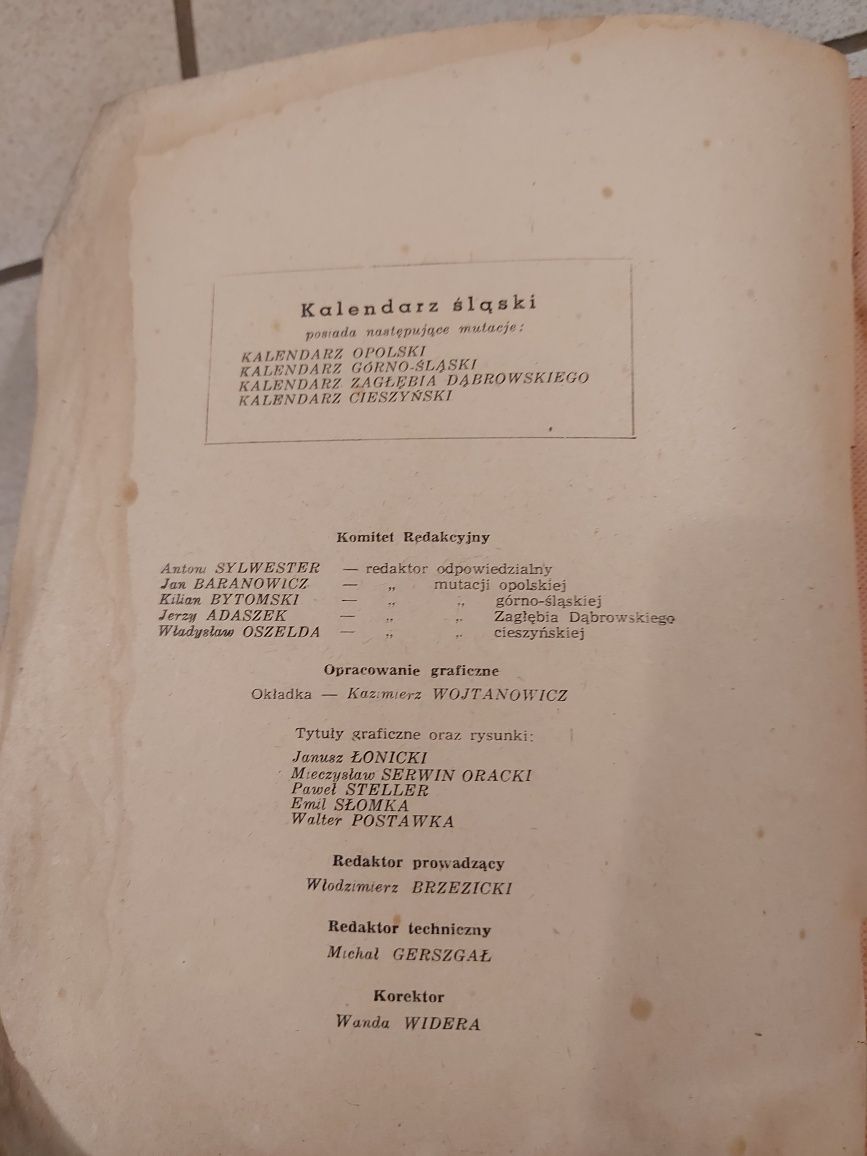 Kalendarz Zagłębia Dąbrowskiego kalendarz Opolski na Rok 1955