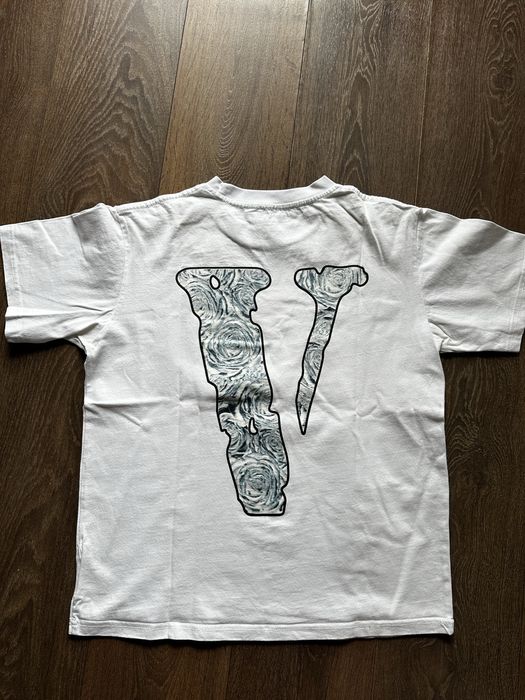 Vlone koszulka biała z nadrukiem z krótkim rękawem