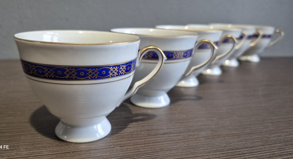 Piękna Polska porcelana WAWEL Serwis kawowy na 6 osób kobalt