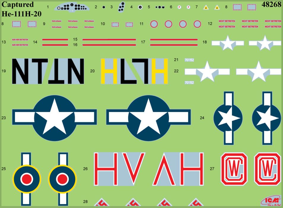 ICM 48268 samolot Captured Heinkel model do sklejania