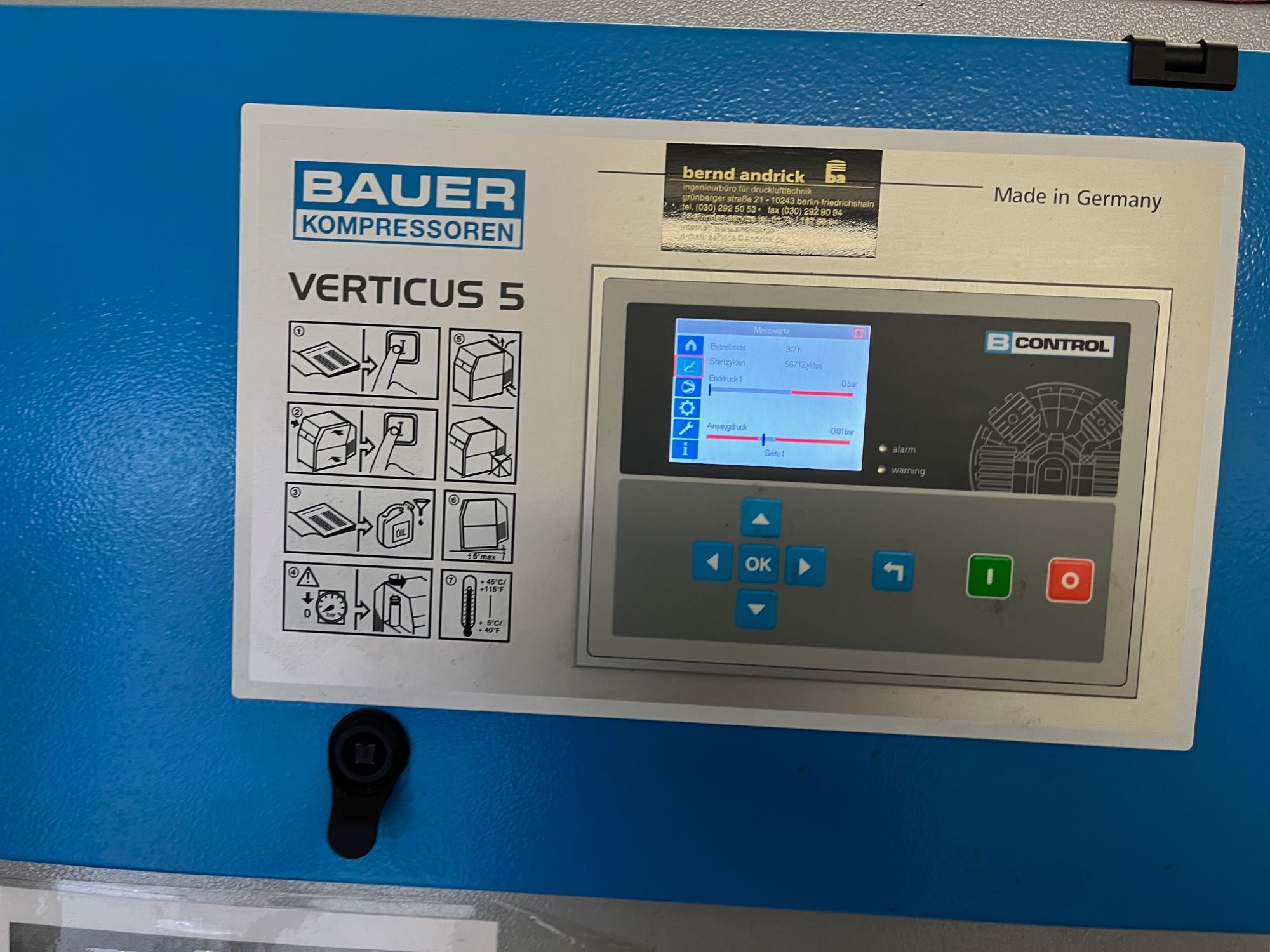 Kompresor BAUER Typ G15.1-11 5F02 SPEZ hel, powietrze