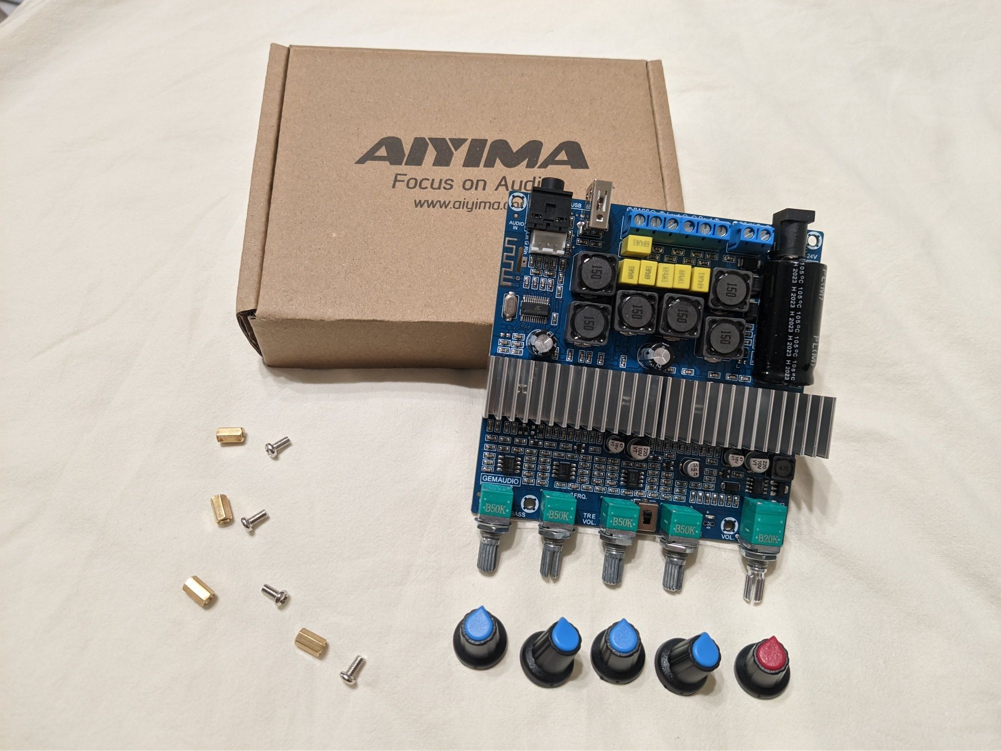 TPA3116, AIYIMA 2.1 (100W+50W+50W) 12-25v підсилювач Bluetooth USB AUX