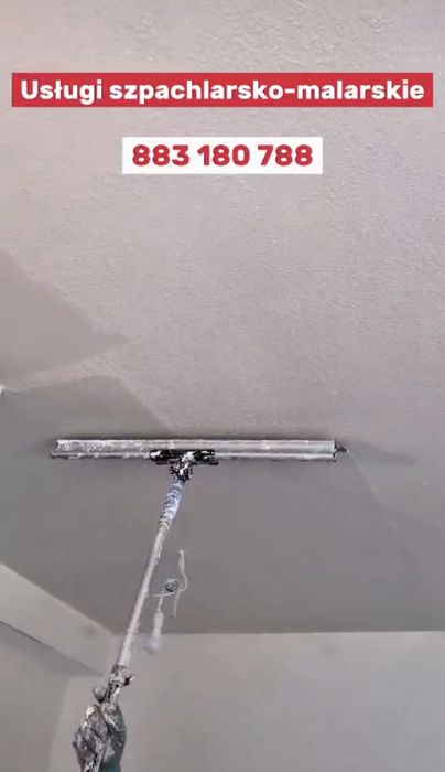 Wykończenia wnętrz, szpachlowanie i malowanie natryskowe agregatem.