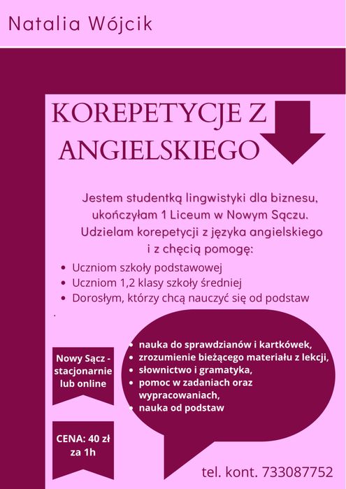 Korepetecje z języka angielskiego