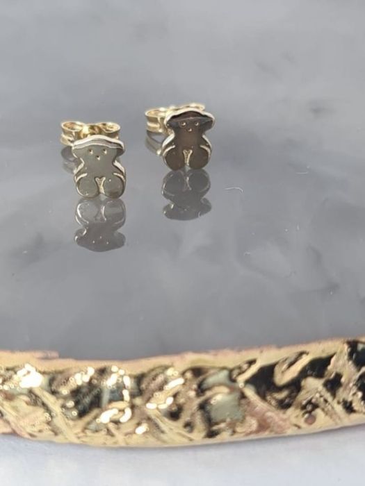 Nowe złote kolczyki misie próba 585