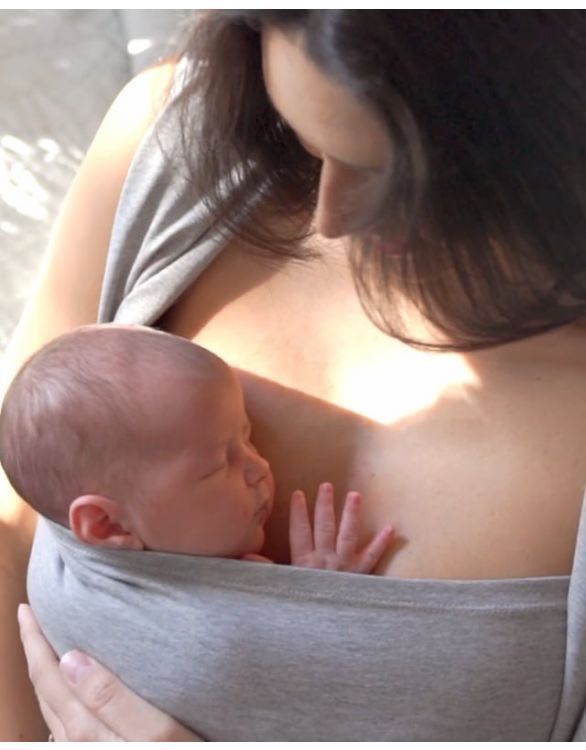 Baby wearing, Top sem mangas porta bébé, contacto pele com pele