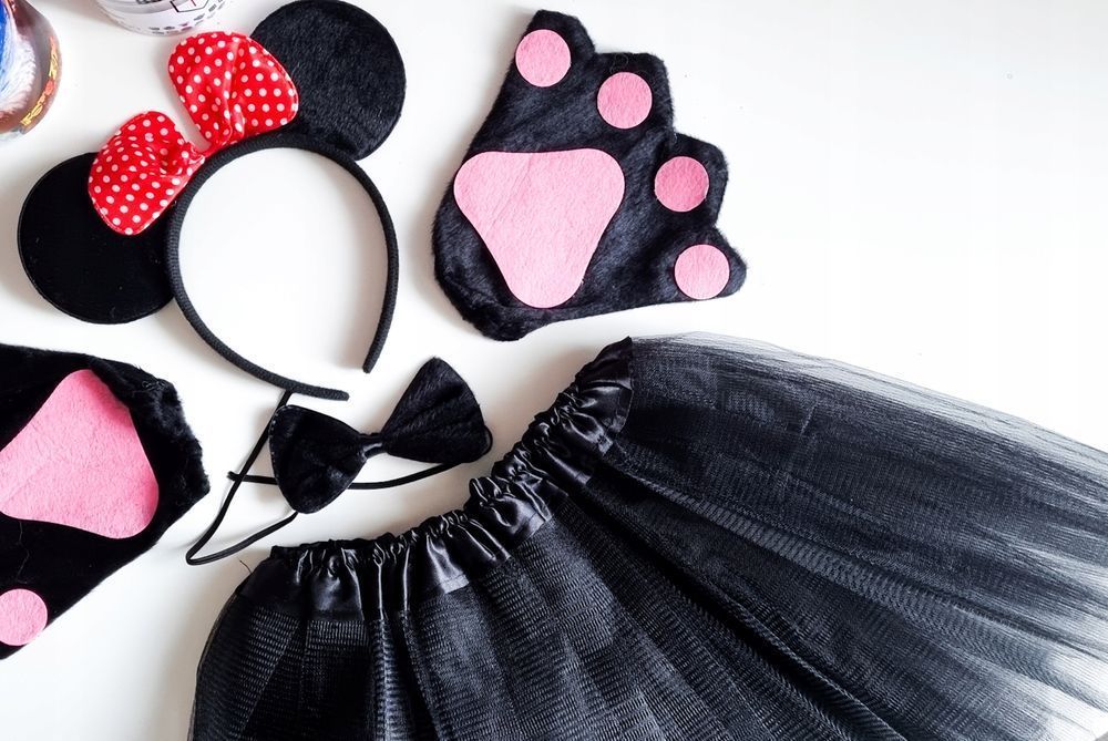 myszka miki minie przebranie strój spódnica opaska 4w1 ogon karnawał