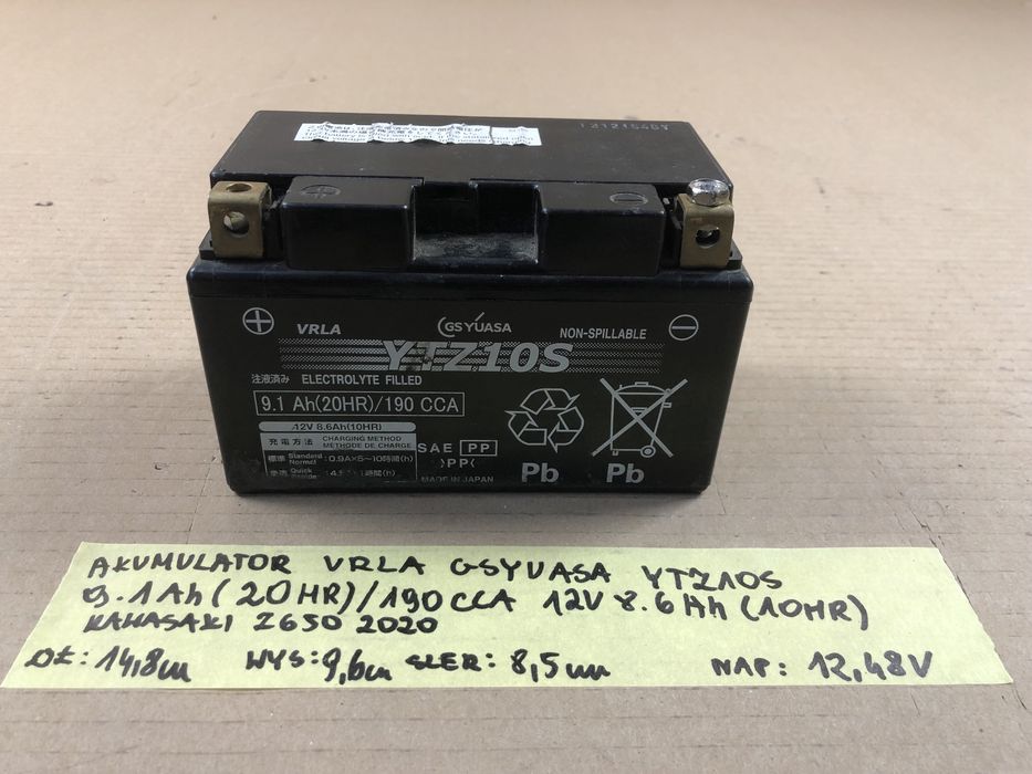 Akumulator Motocyklowy VRLA GSYUASA YTZ10S 9.1 Ah (20HR) 190 CCA 12V