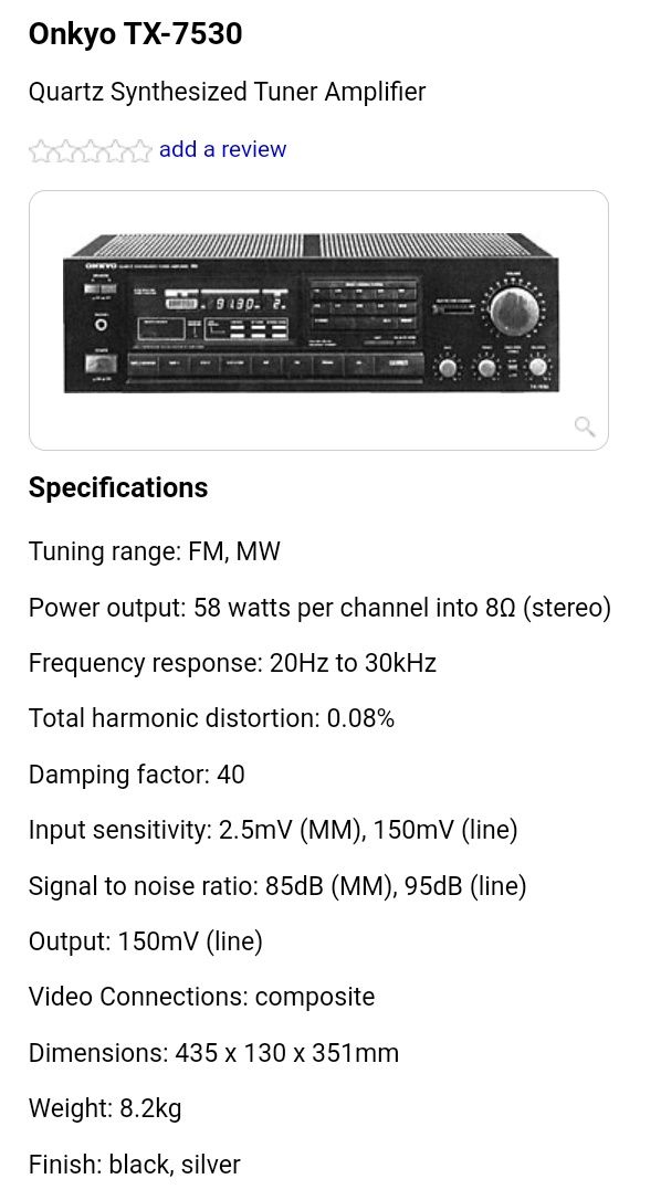 Onkyo TX-7530 amplituner stereo Japan