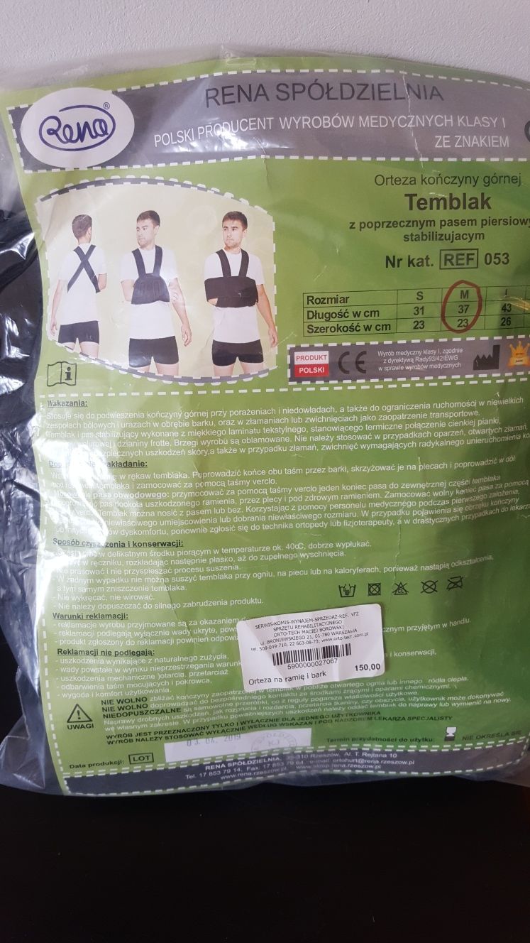 Orteza typu temblak kończyny górnej