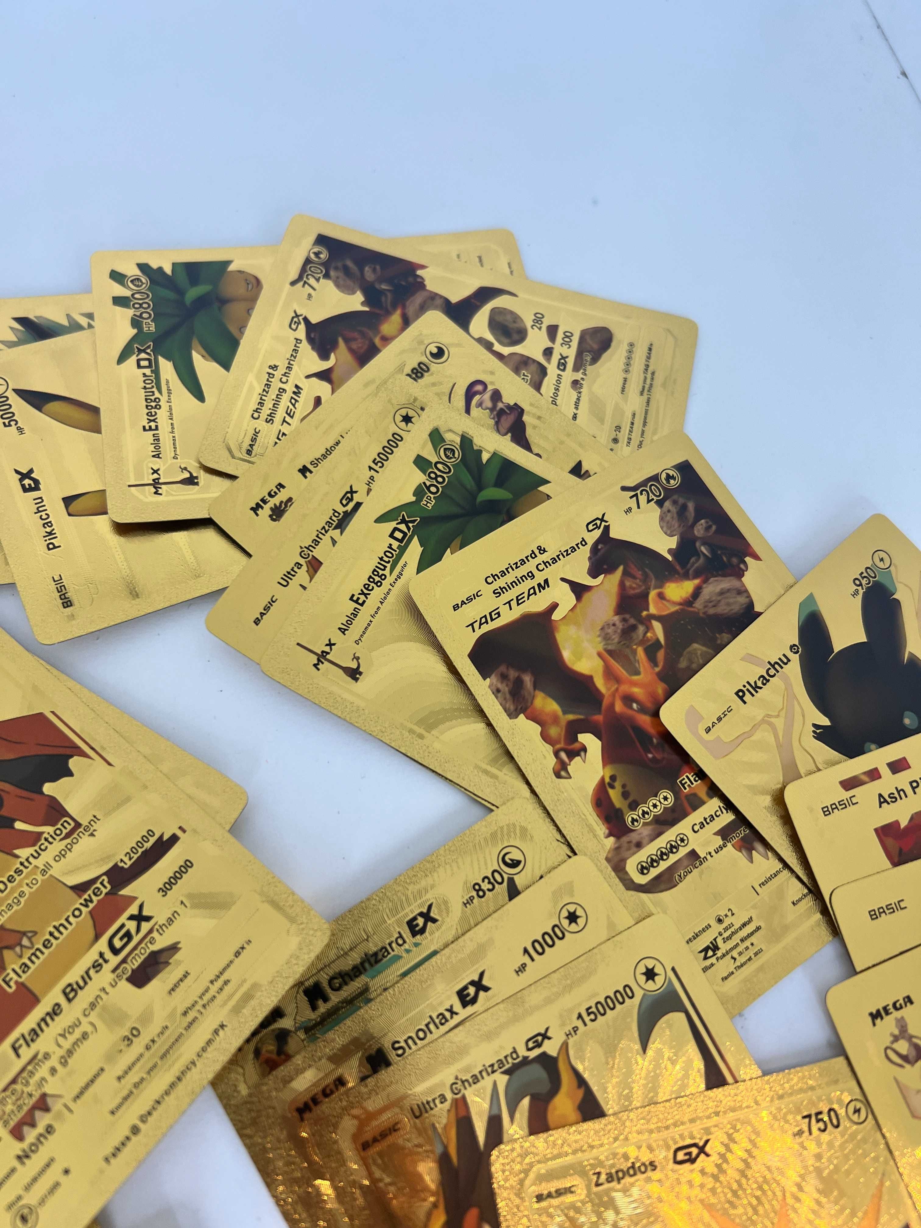 Metalizowane Karty Pokemon Pikachu Wysokie HP Pikaczu Złote Gold