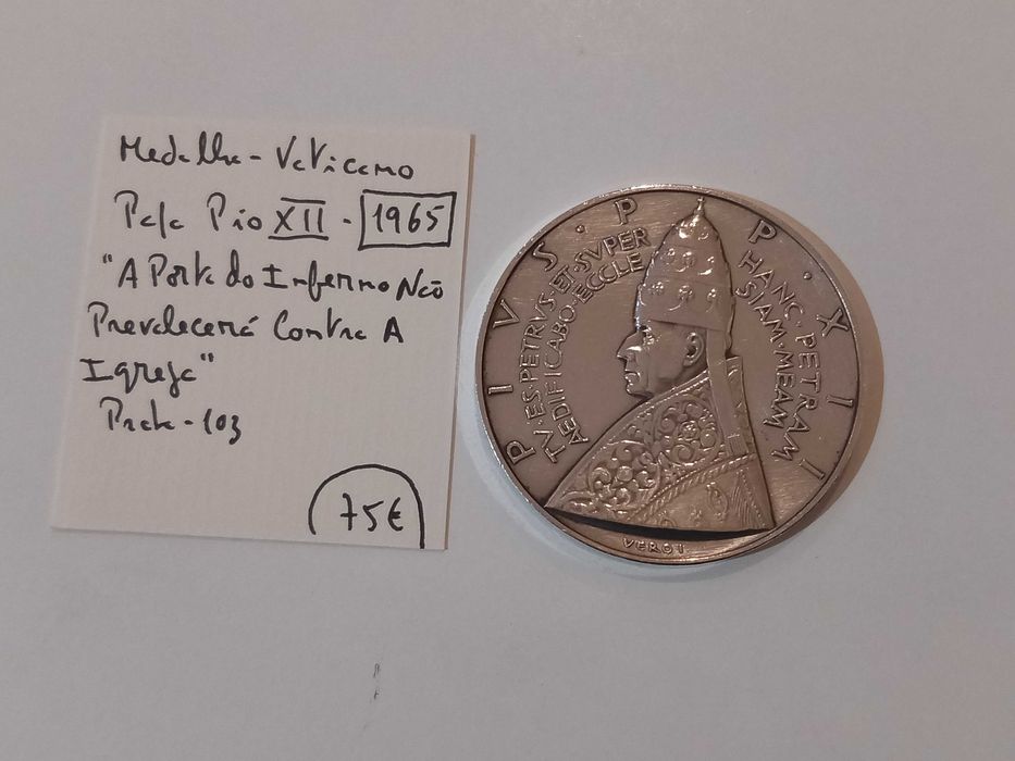Medalha de prata Vaticano 1965 "A porta do inferno.."