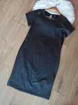 Czarna elegancka sukienka mini eko skóra Crush Denim XXS/32 krótki ręk