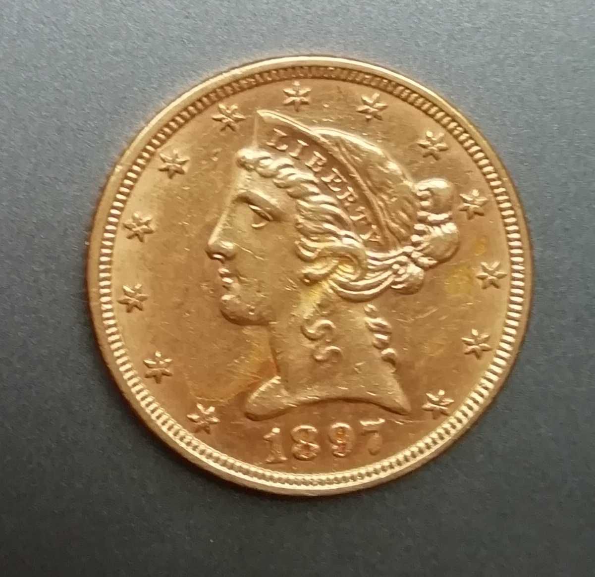Moeda ouro 5 dólares 1897