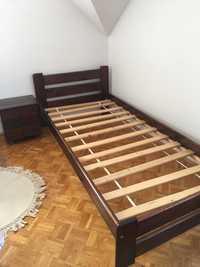 Łóżko sosnowe brąz szafka nocna komplet drewno