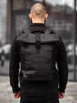 Городской рюкзак RollTop из эко кожи черный спортивный на 20-25 лит