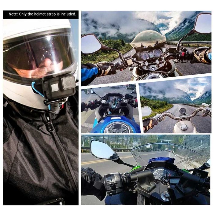 Uchwyt na kask motocyklowy czarny do kamer GoPro Insta DJI