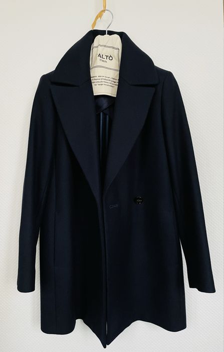 Massimo Dutti granatowy płaszcz L