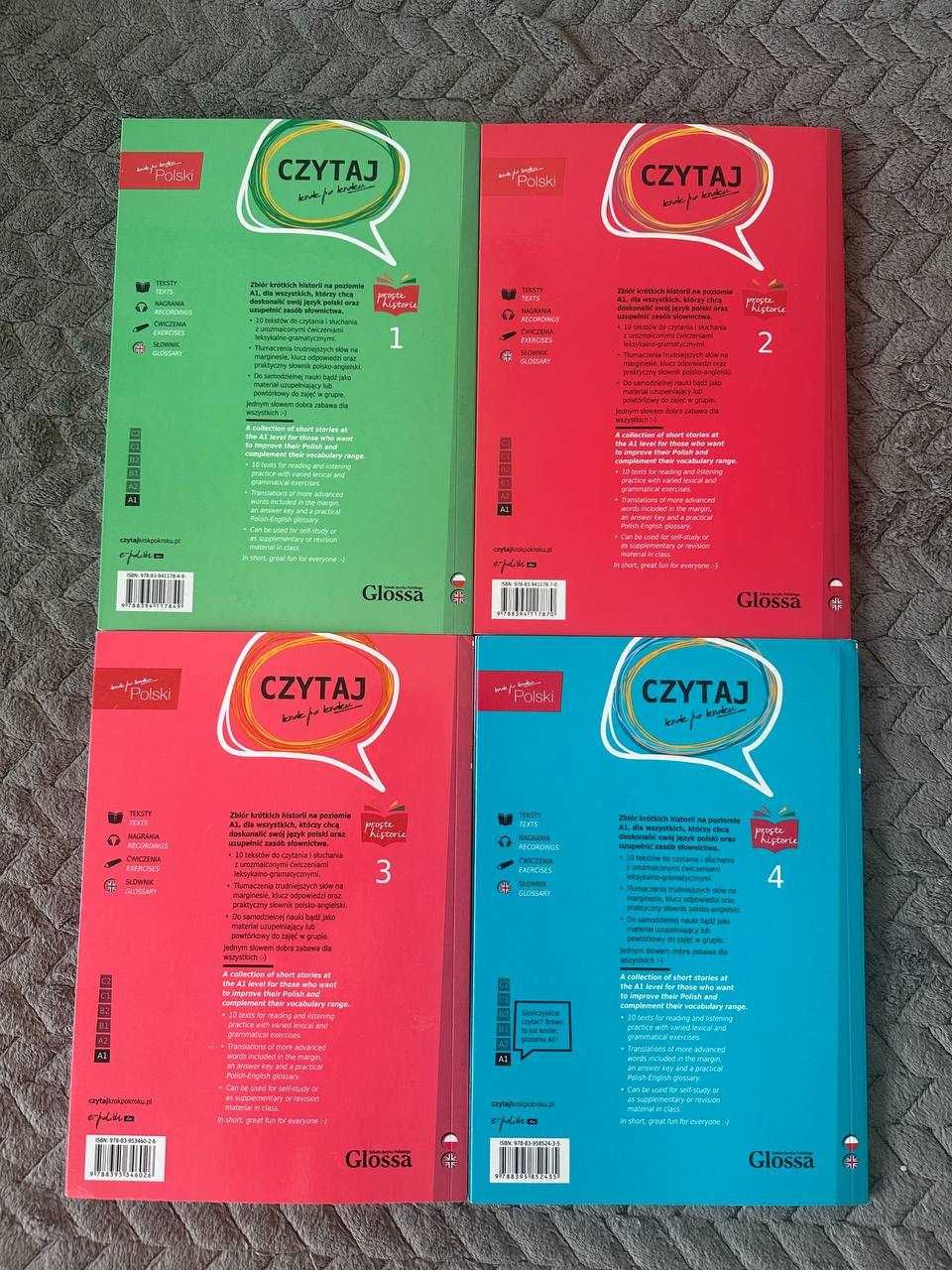 "Czytaj krok po kroku”. Tom 1-4. Teksty, ćwiczenia, słownik. poz, A1