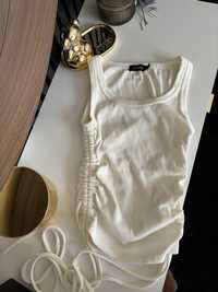 La mania Veni top kremowy biały regulowany wiązany XS 34 bluzka tshirt