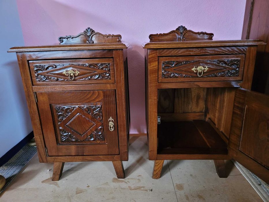 Mesas de cabeceira vintage em madeira maciça - óptimo es