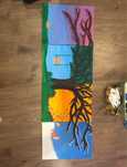 Obrazy 4 Pory roku z motywem lisów handmade