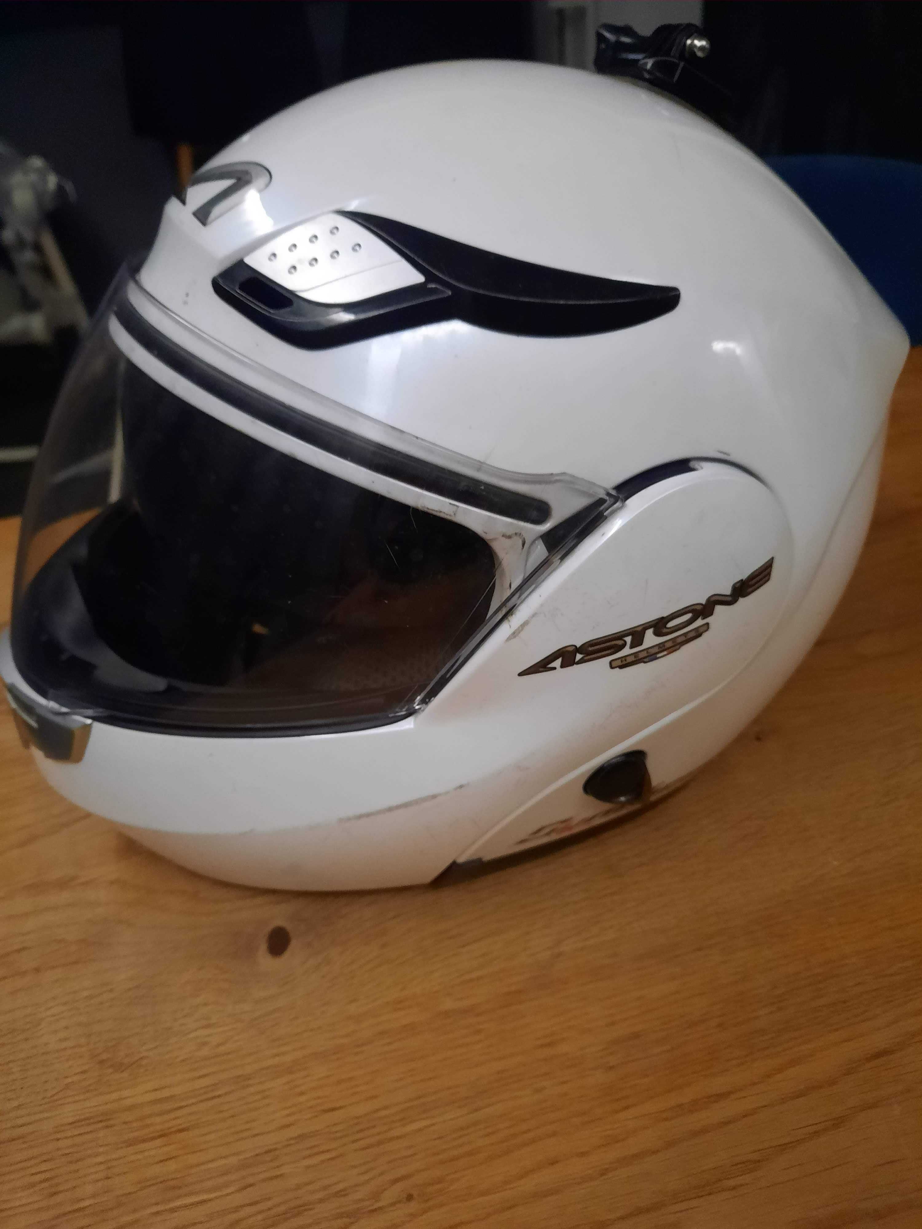 Kask Astone szczękowy biała perła