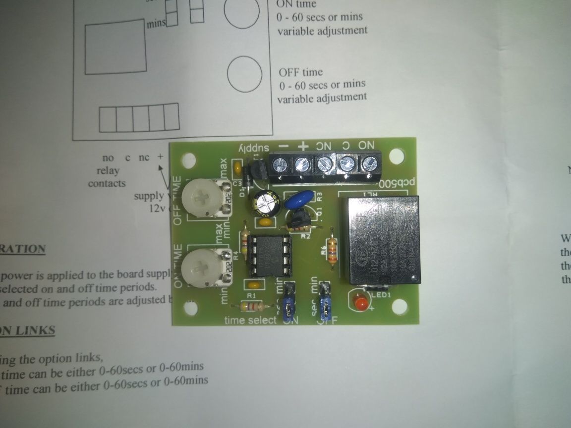 Placa de relais temporizador cíclico-pulsante 0/60s a 0/60minutos