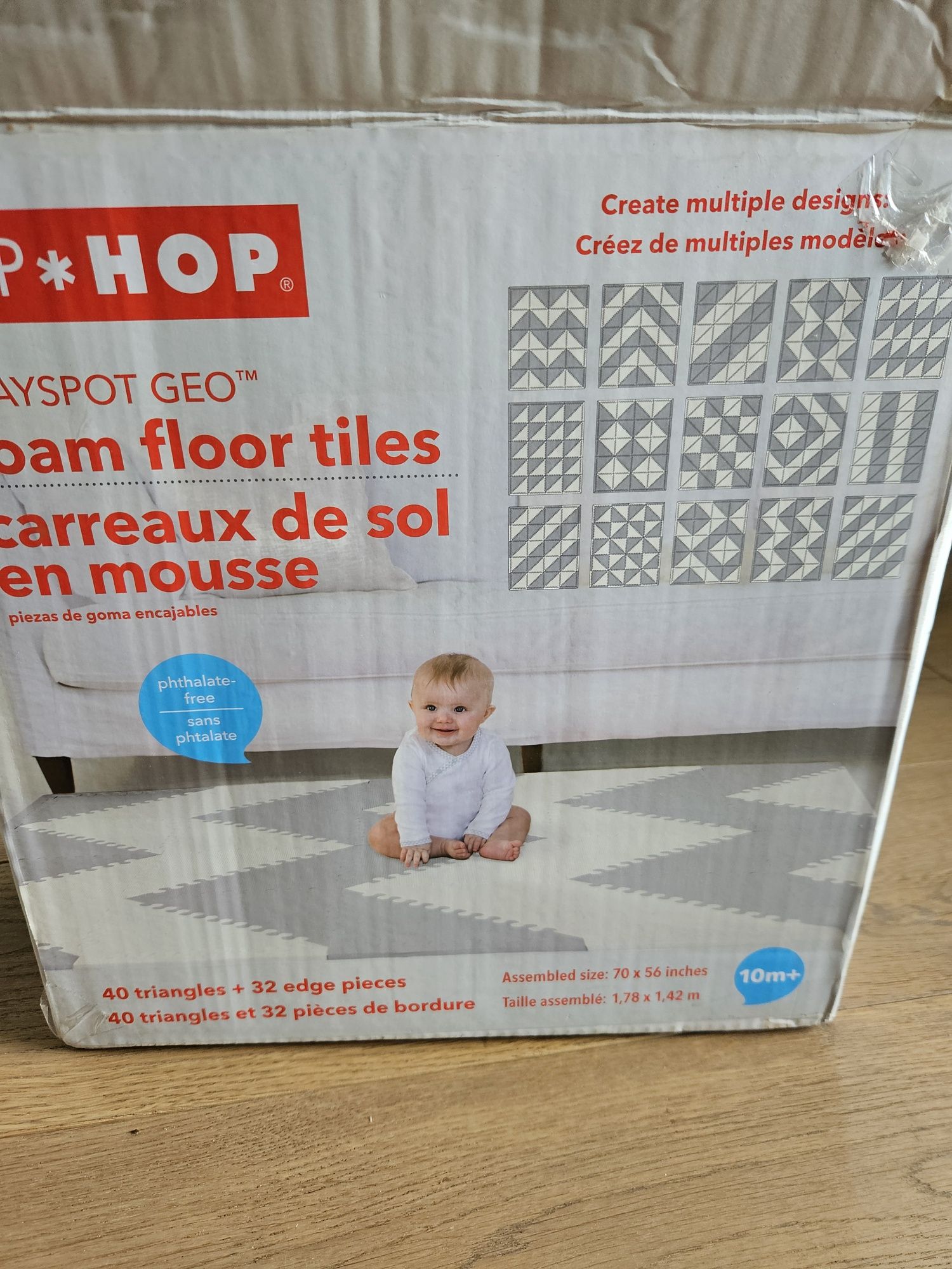 SKIP HOP Mata piankowa puzzle szaro-kremowe