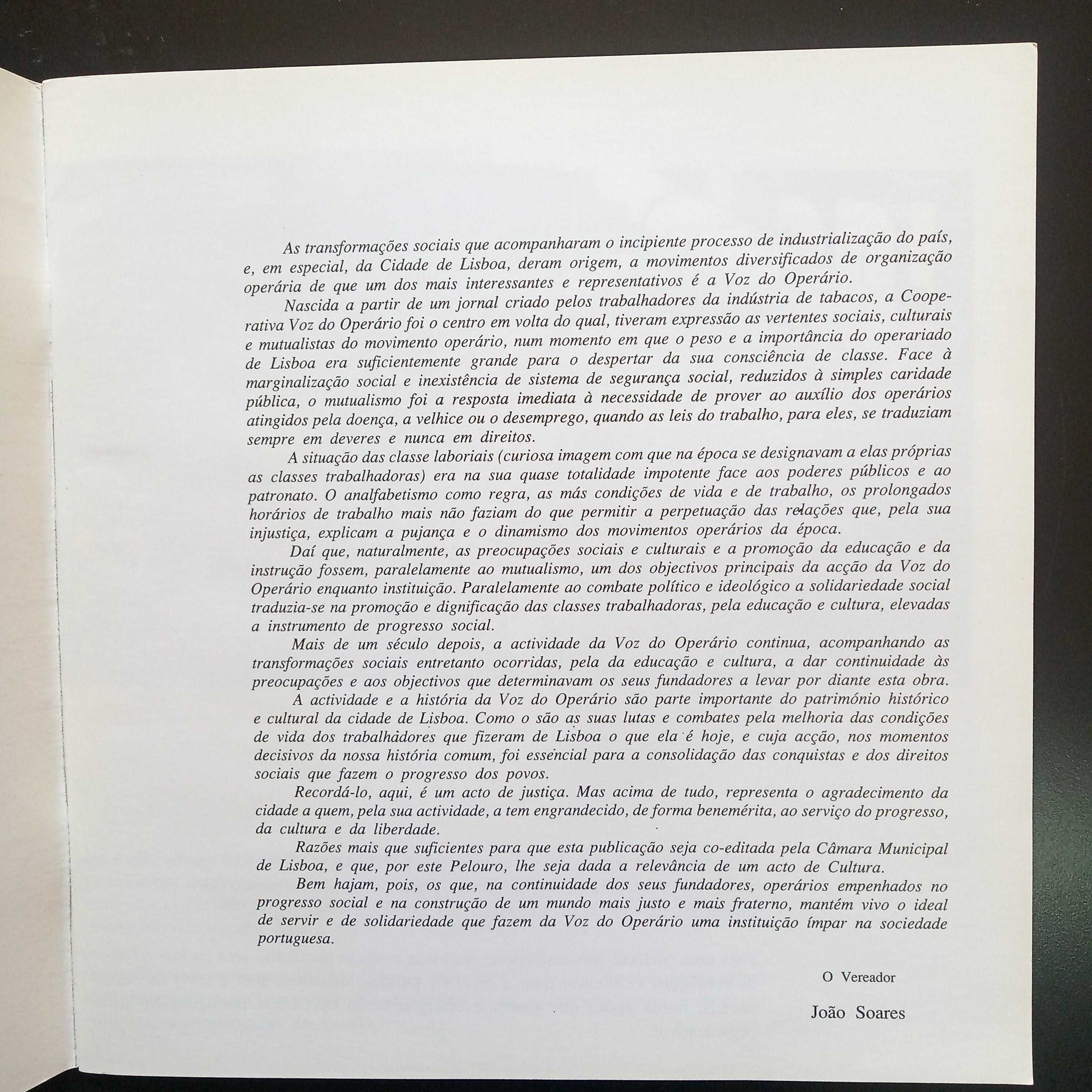 Contribuição para a História da "Voz do Operário" 1883/1993