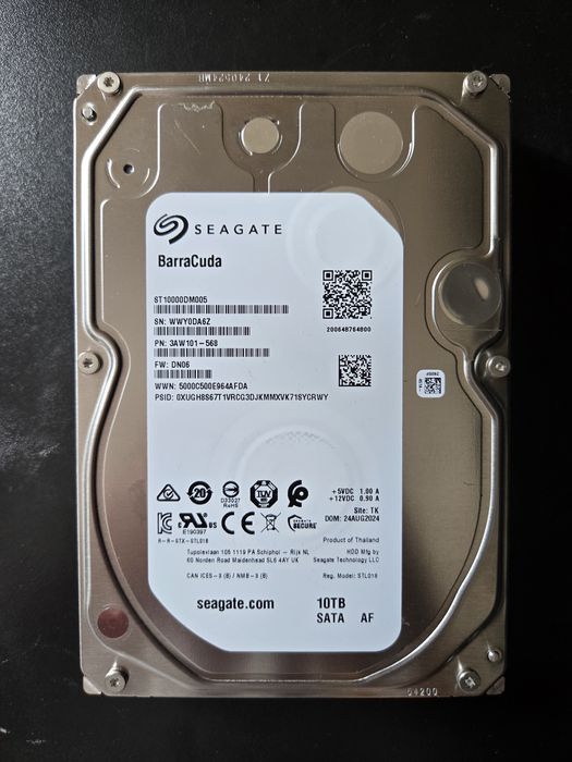 Disco Rígido SATA 7200RPM Interno Seagate BarraCuda de 10TB