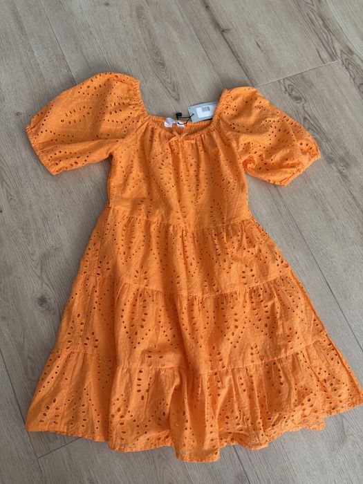 Плаття помаранчева сукня сарафан платье прошва Zara 7-8 128см