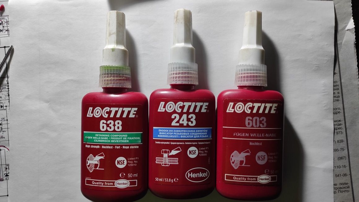 Loctite  243, 603, 638