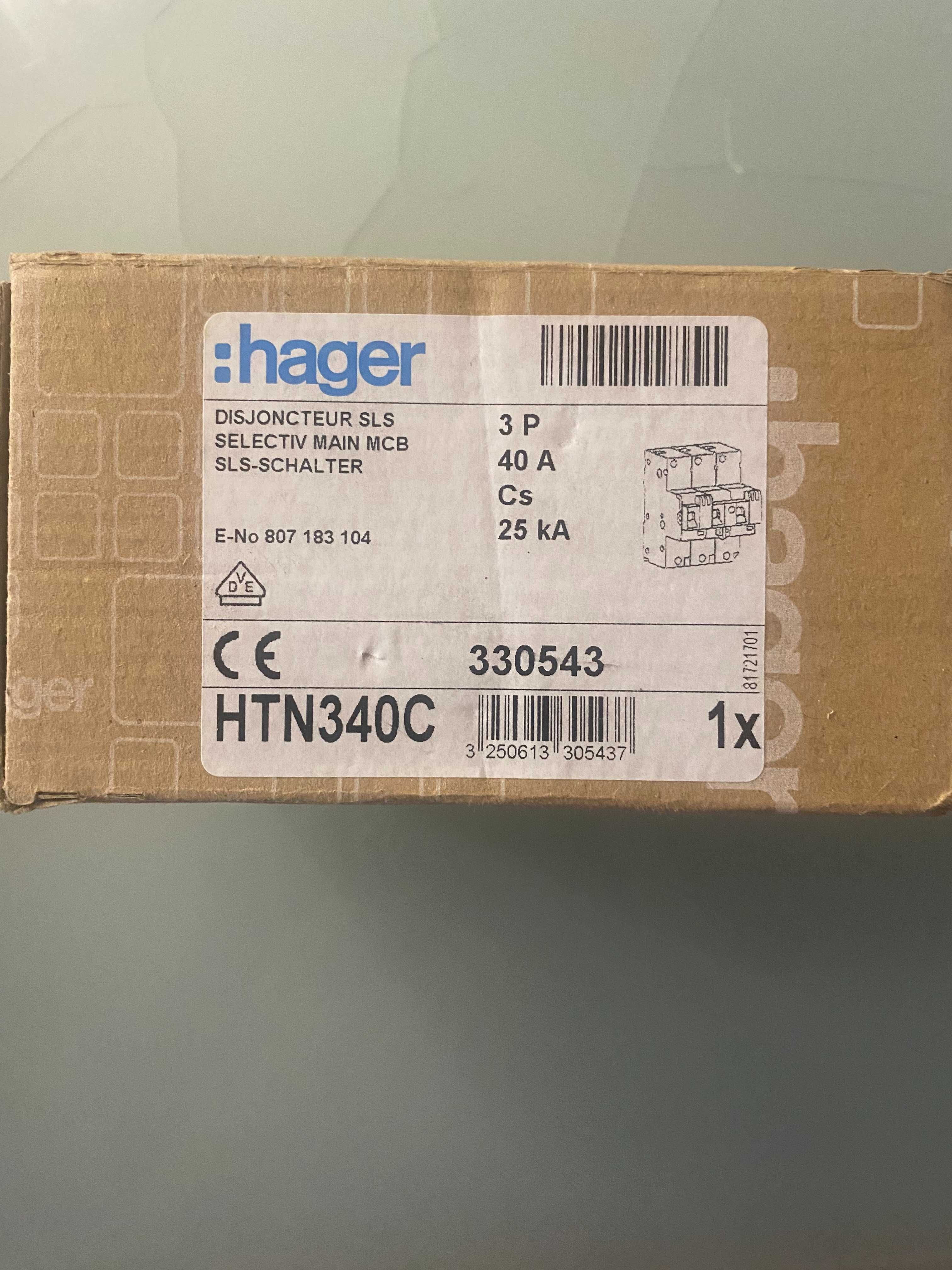 HAGER Wyłącznik nadprądowy selektywny 3P Cs 40A TS35
HTN340C