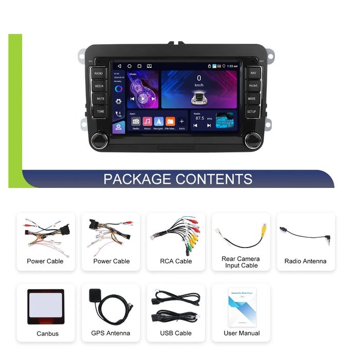 Rádio Android 13 Volkswagen Seat Skoda Golf 4/64GB Carplay GPS wifi