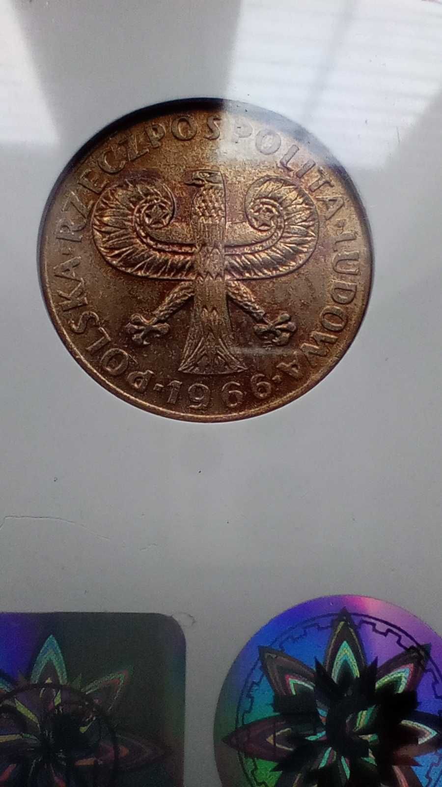 Stare monety 10 złotych 1966 Mała Kolumna MS63 skrętka PRL