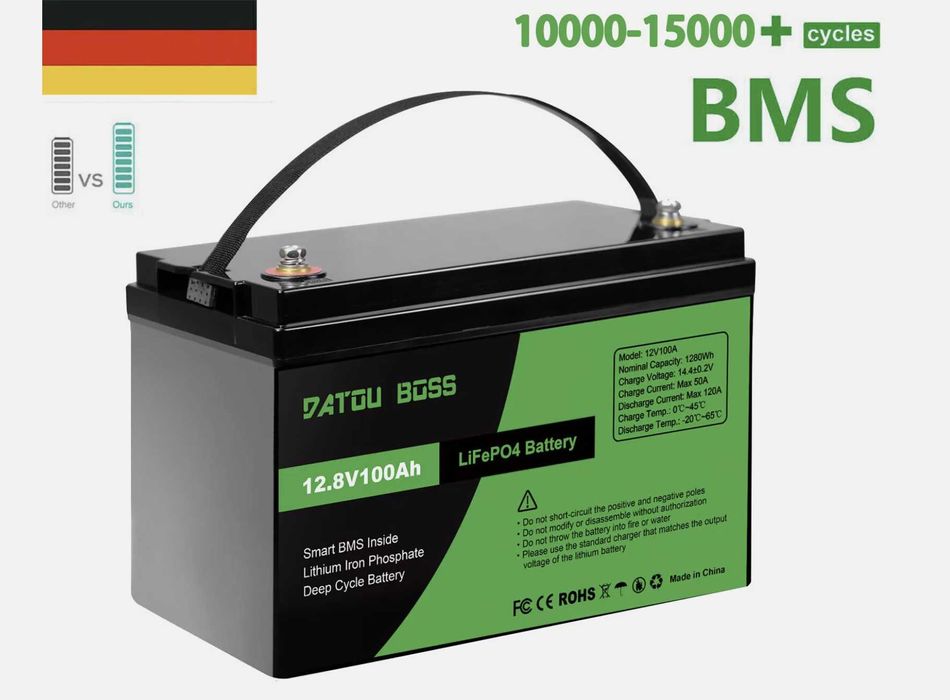 АКУМУЛЯТОР з Німеччини LifePo4 100Ah 12V литиевая батарея Datou Boss