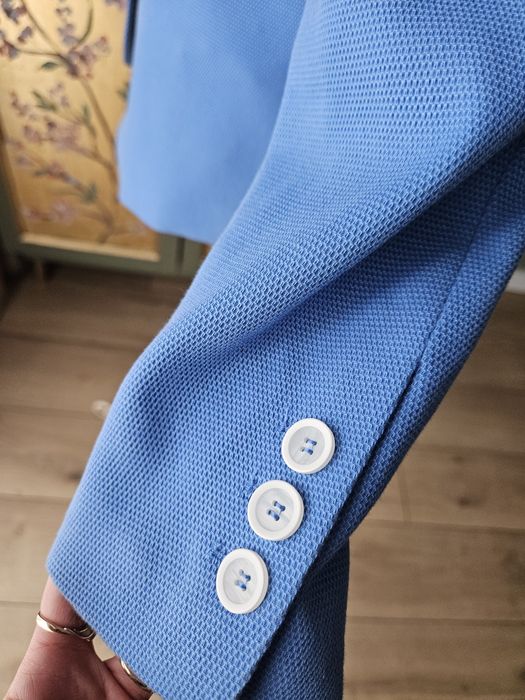 Elegancki Garnitur damski ze spodniami  Błękit More & More Strukturaln