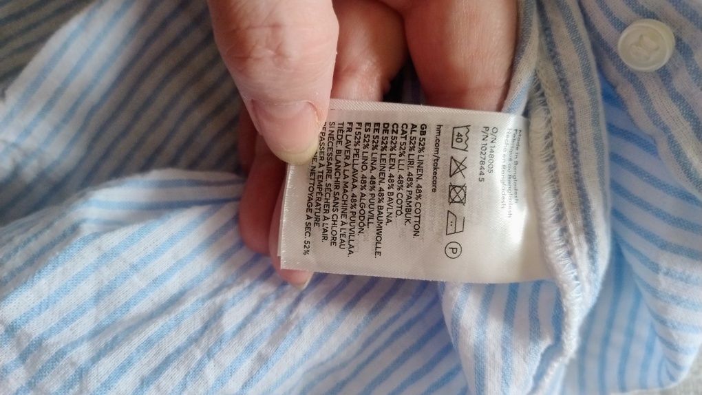 Lniana oversize koszula w paski rozmiar XS . H&M