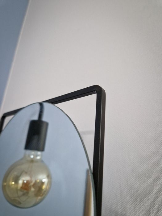 Lustro lusterko stojące metal czarny lampka żarówka loft lexman home&y