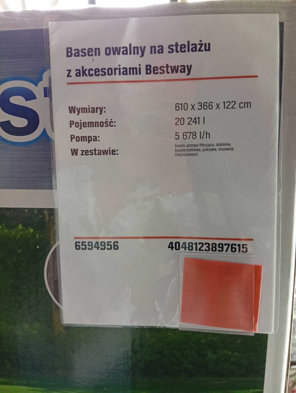 NOWY Basen na stelażu, owalny z akcesoriami - 366 x 610 x 122 cm