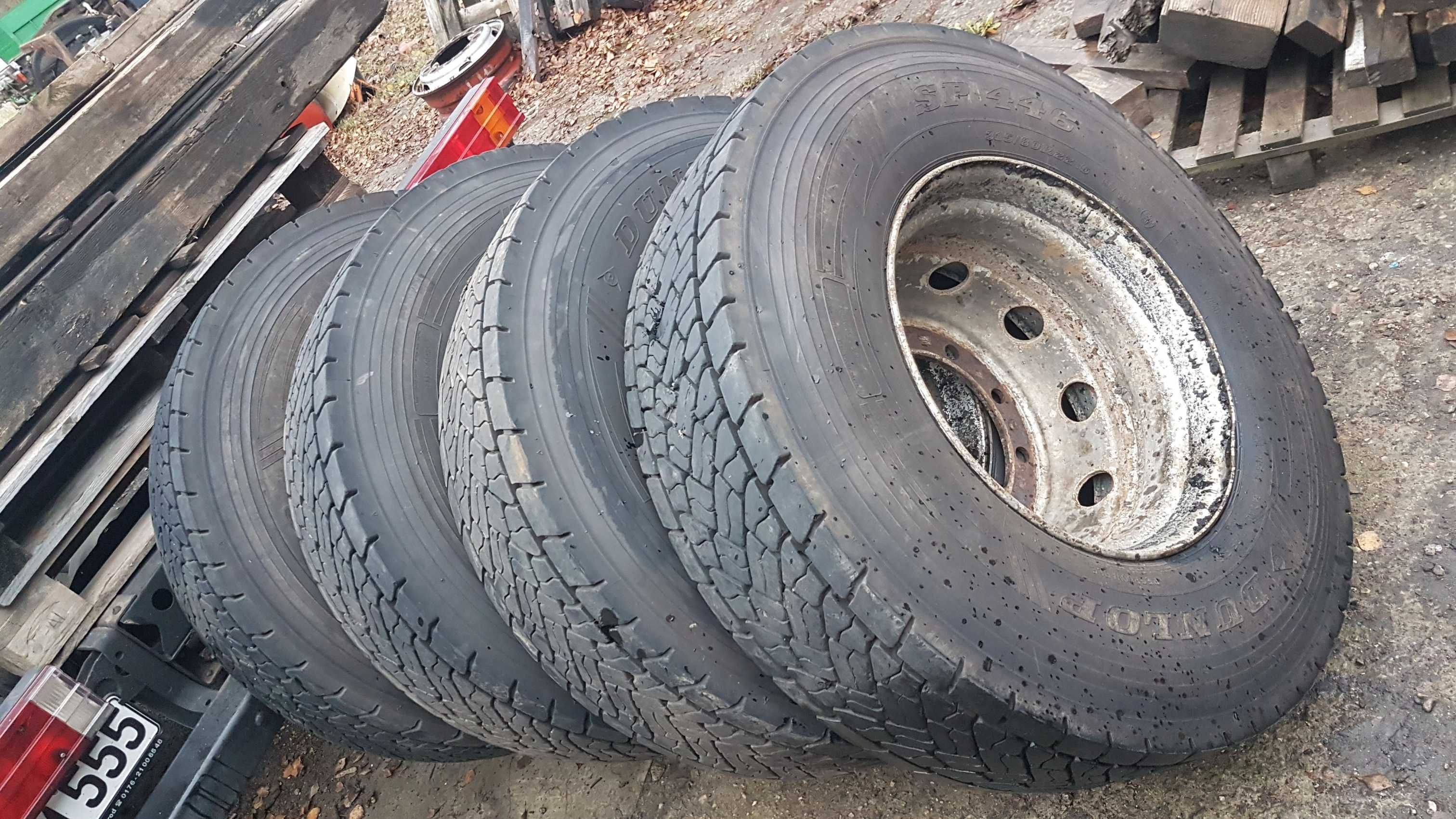 Całe Koła 315/80 R22,5 DUNLOP SP 446 NAPĘDOWE rok 2015 na tył 4 szt.