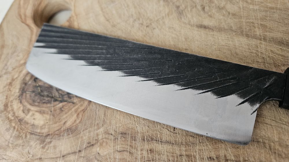Nóż kuchenny a'la nakiri ze skórzaną pochwą