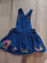 Niebieska sukienka spódnica ogrodniczka Tu 18-24m 92 cm