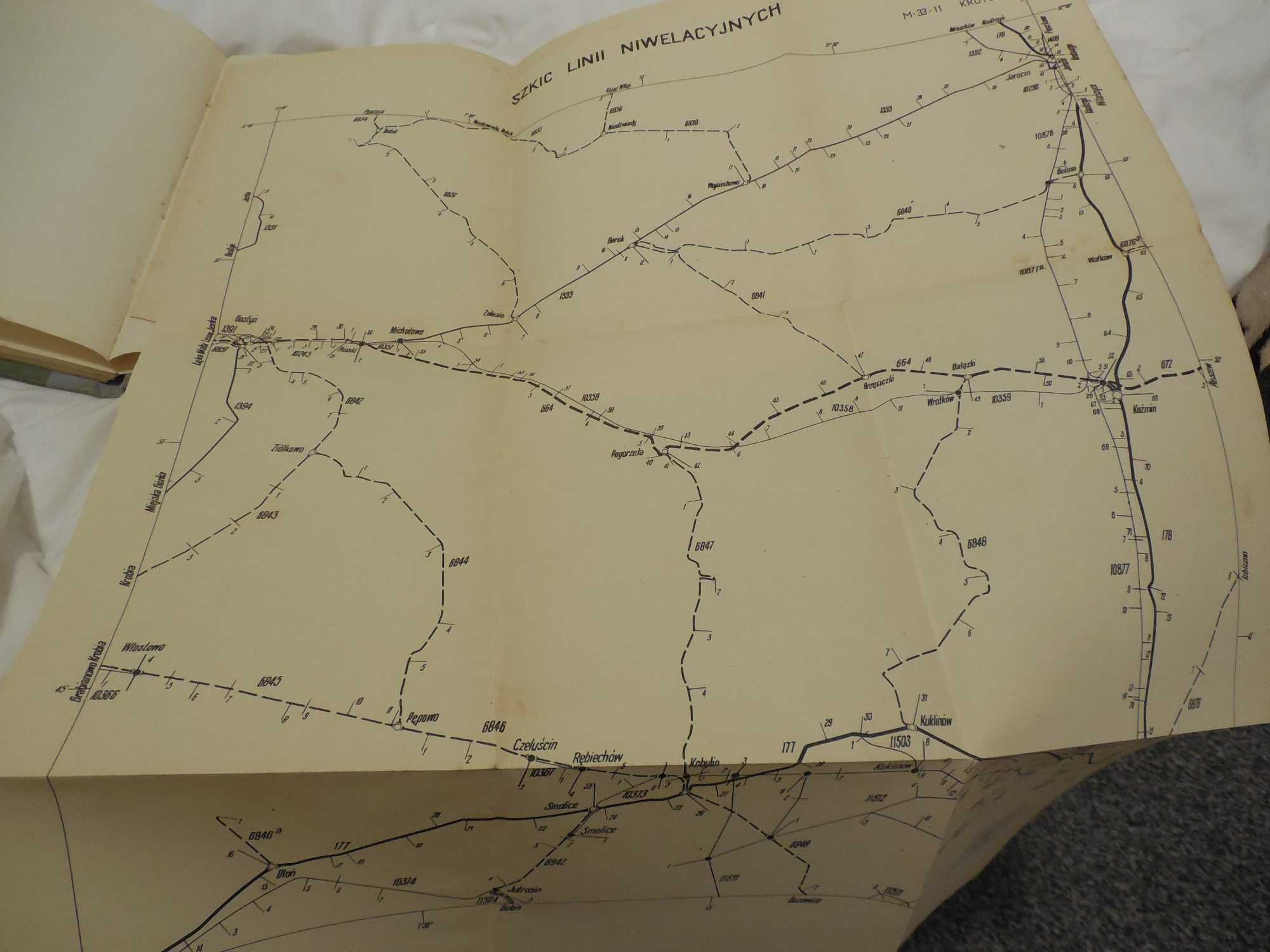 Katalog punktów niwelacyjnych stara mapa 60r Krotoszyn Kalisz geodezja