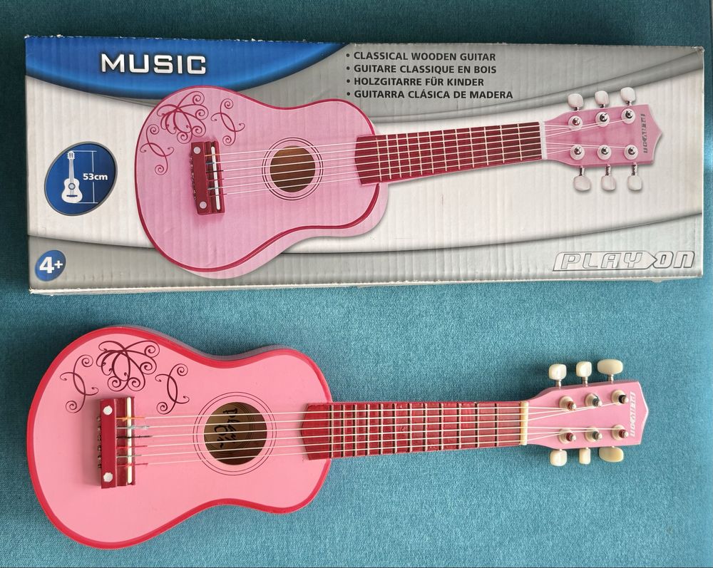 Guitarra de madeira pintada de 53cm nova