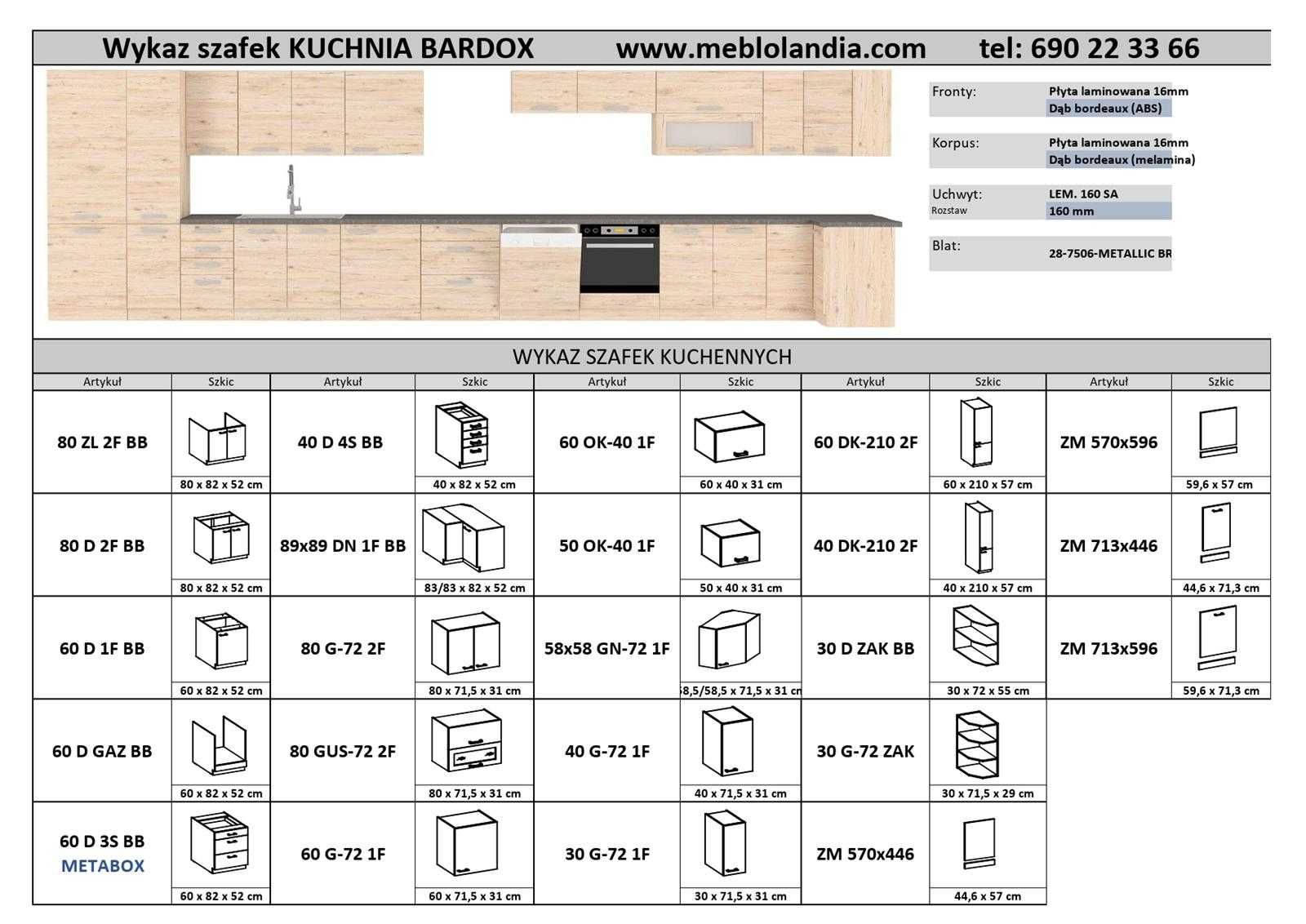 Kuchnia modułowa, meble kuchenne BORDOX